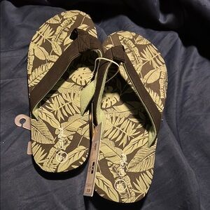 Leaf Print Flip Flops